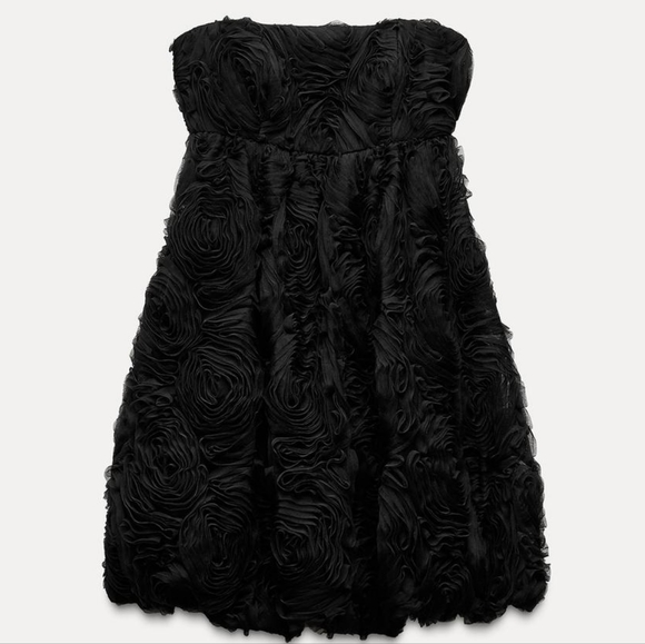 Zara | Floral Mini Dress with Bubble Hem - Picture 4 of 15
